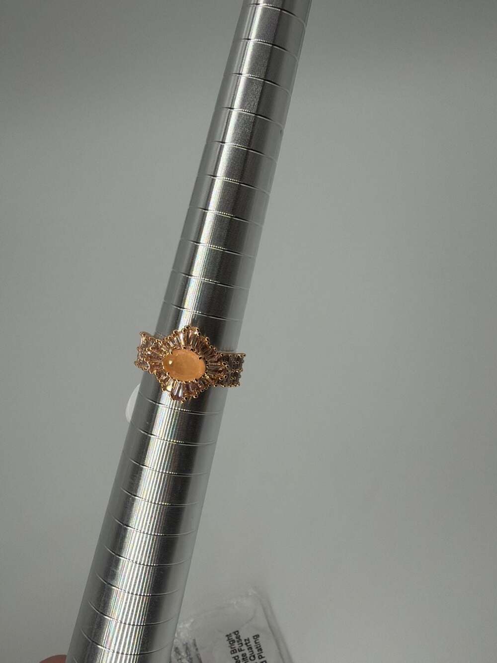 Bomb Party Belle Epoque Ring Size 7 Peach Morganite Quartz Rose Gold Plating